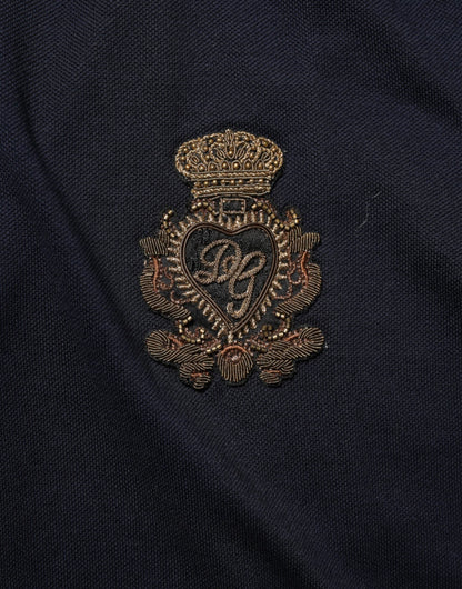 Dolce & Gabbana Navy Blue Cotton Crown Crest Logo Men T-Shirt