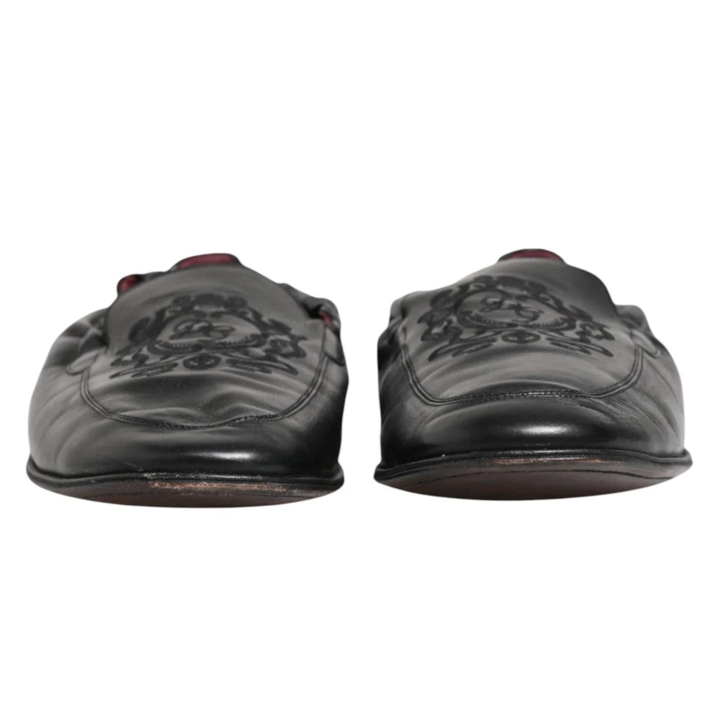 Dolce & Gabbana Black Leather Slip On Men Flat Loafers Shoes