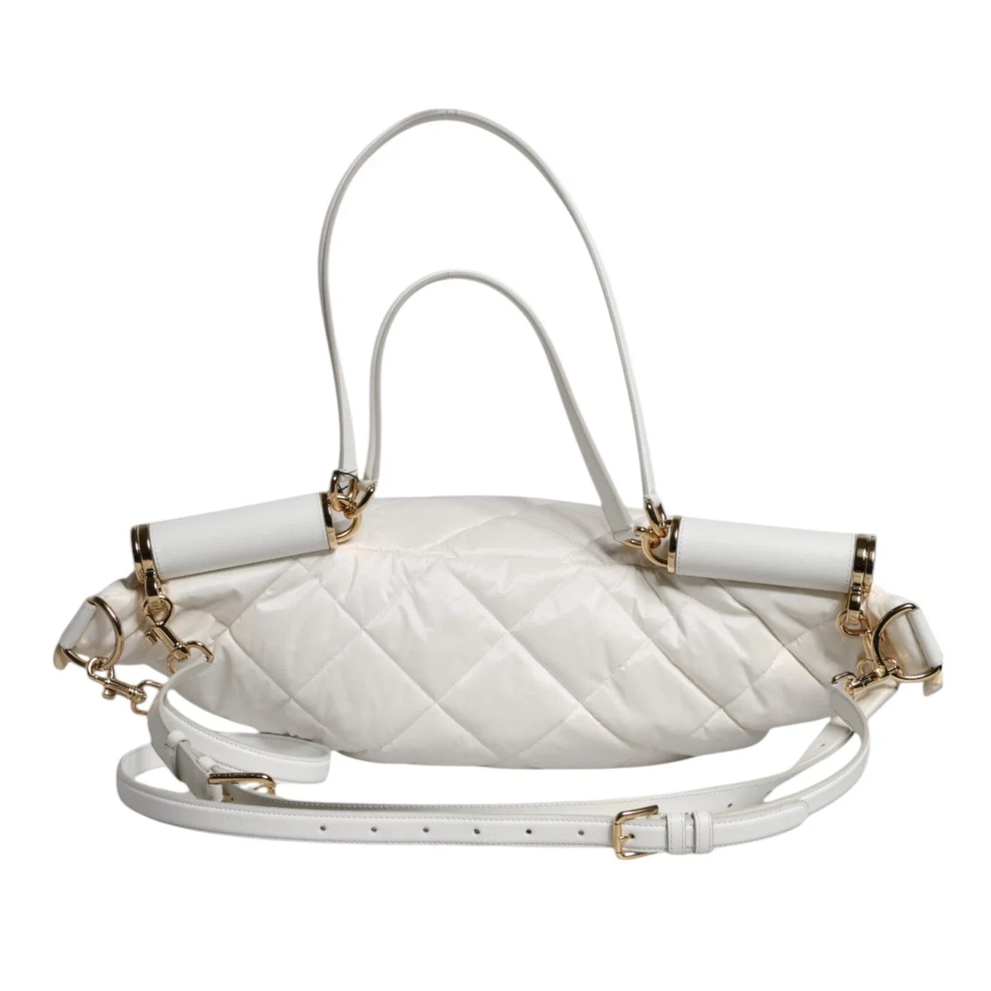 Dolce & Gabbana White Quilted Logo 90's Sicily Belt Waist Fanny Pack Bag