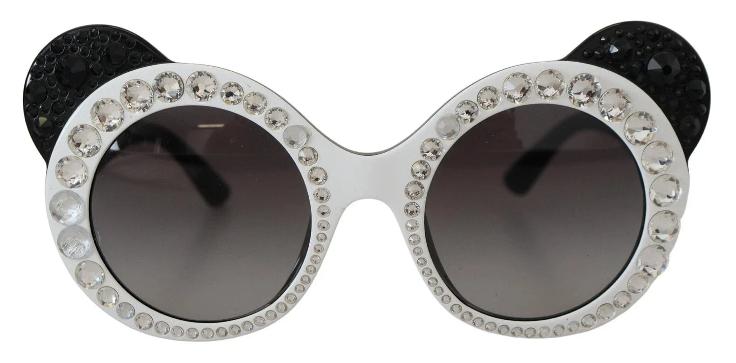 Dolce & Gabbana DG4325BM White Black Acetate Crystal Shades Sunglasses