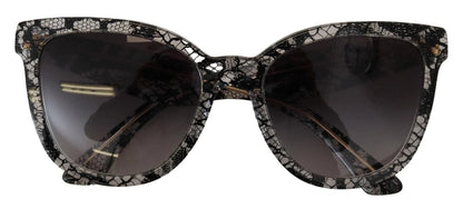 Dolce & Gabbana DG4190 Black Lace Acetate Crystal Round Sunglasses