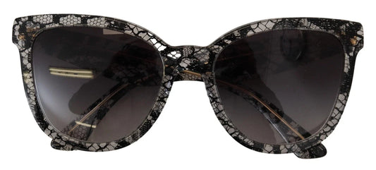 Dolce & Gabbana DG4190 Black Lace Acetate Crystal Round Sunglasses