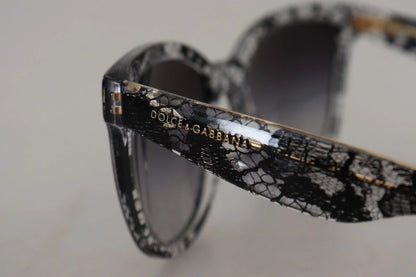 Dolce & Gabbana DG4190 Black Lace Acetate Crystal Round Sunglasses