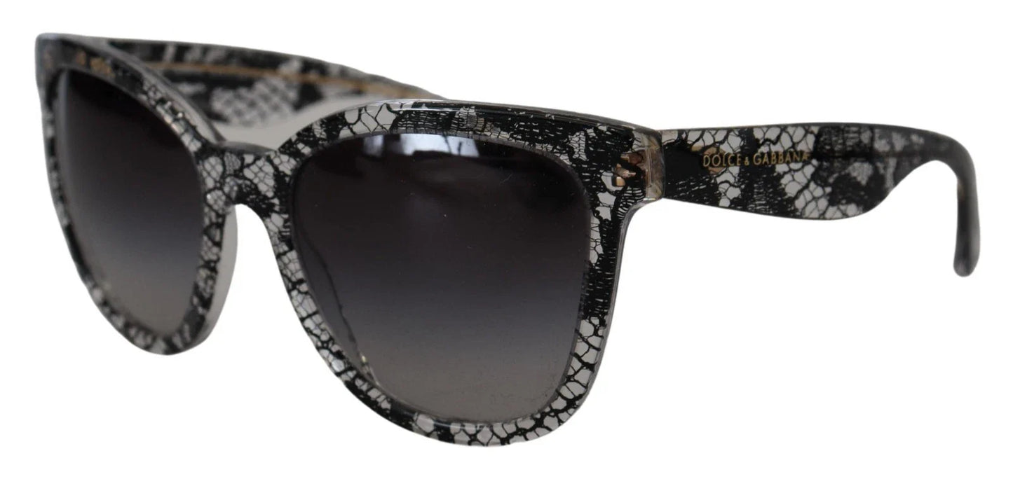 Dolce & Gabbana DG4190 Black Lace Acetate Crystal Round Sunglasses