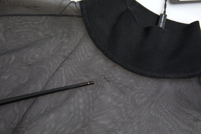 Dolce & Gabbana Black Mesh Turtleneck Sheer Blouse Top