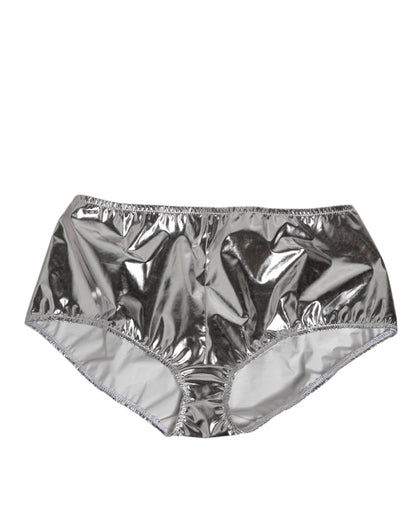 Dolce & Gabbana Silver Metallic High Waist Bikini Bottom Women  Underwear