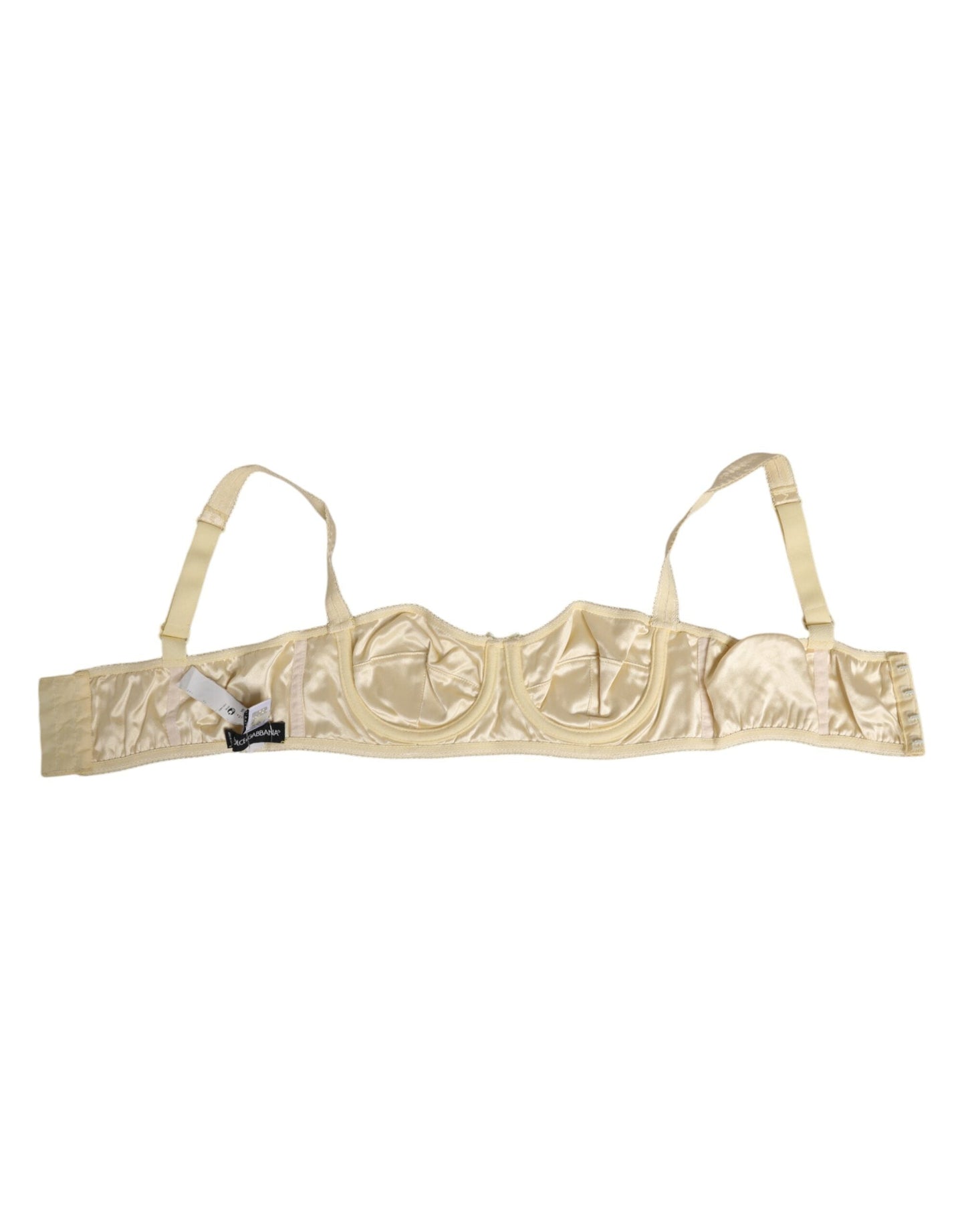 Dolce & Gabbana Cream Satin Blend Balconette Bra Underwear
