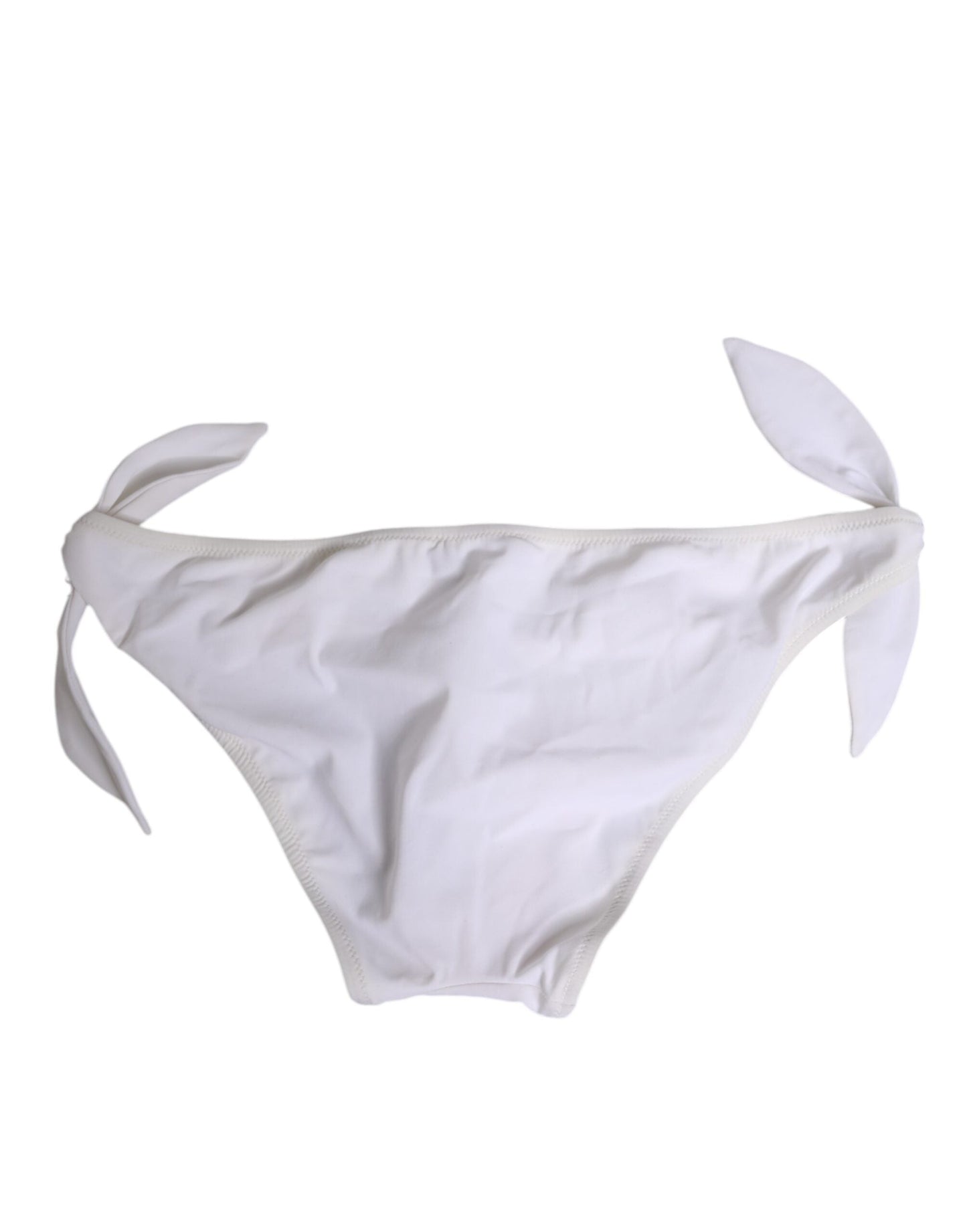 Dolce & Gabbana White Side Tie Logo Bikini Bottom Underwear