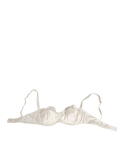 Dolce & Gabbana White Silk Satin Balconnet Lingerie Bra Underwear