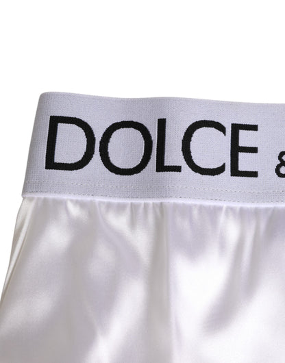 Dolce & Gabbana White Satin High-Waist Brief Logo Women Underwear