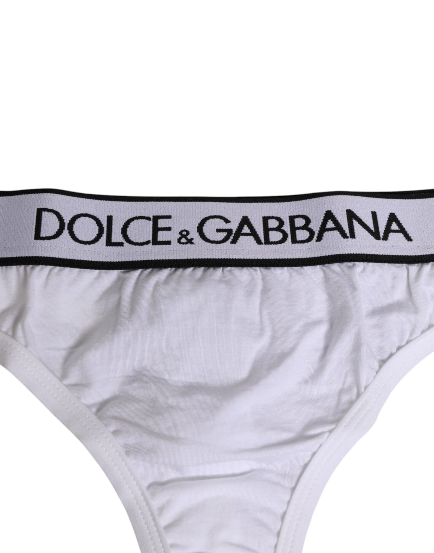 Dolce & Gabbana White Logo Waistband Modal Cotton Thong  Underwear