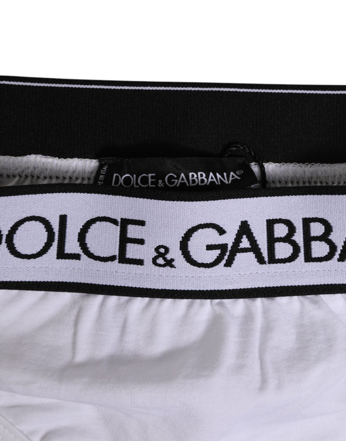 Dolce & Gabbana White Logo Waistband Modal Cotton Thong  Underwear