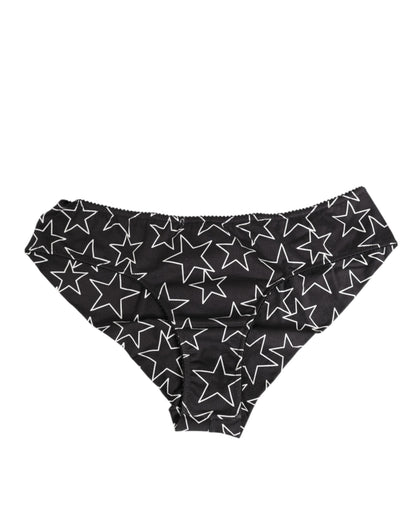 Dolce & Gabbana Black White Star Print Cotton Slip Panty Underwear