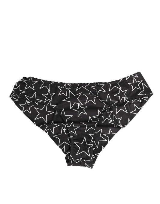 Dolce & Gabbana Black White Star Print Cotton Slip Panty Underwear