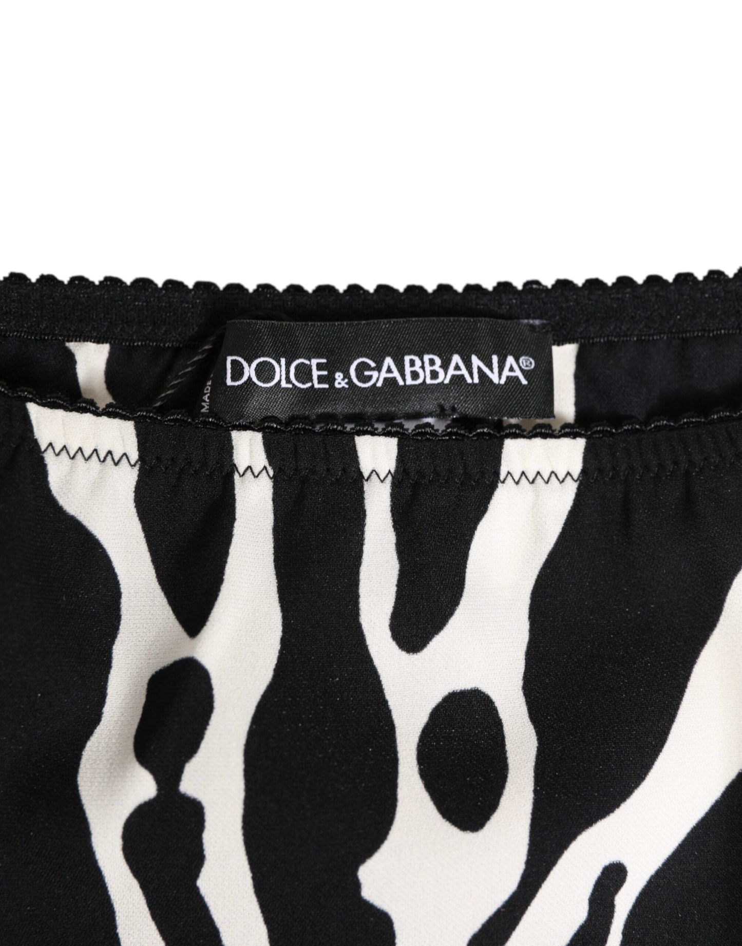 Dolce & Gabbana Black White Zebra Print Slip Briefs Underwear