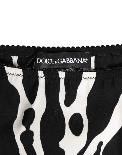 Dolce & Gabbana Black White Zebra Print Slip Briefs Underwear