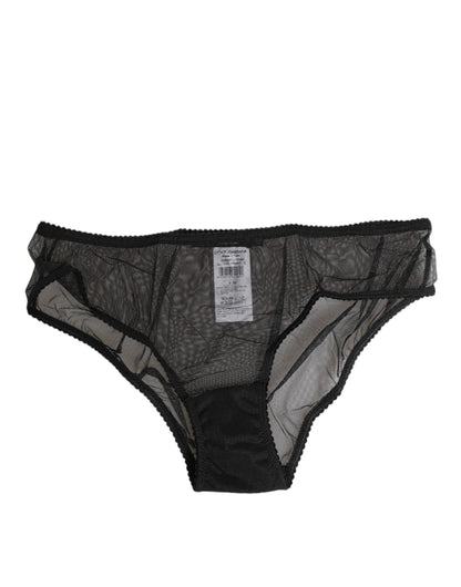 Dolce & Gabbana Black Sheer Mesh Lace Bikini Briefs Underwear