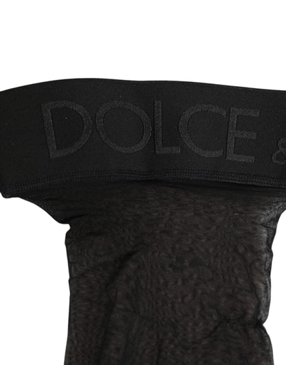 Dolce & Gabbana Black Sheer Nylon Logo Band Over-the-Knee Stocking Socks