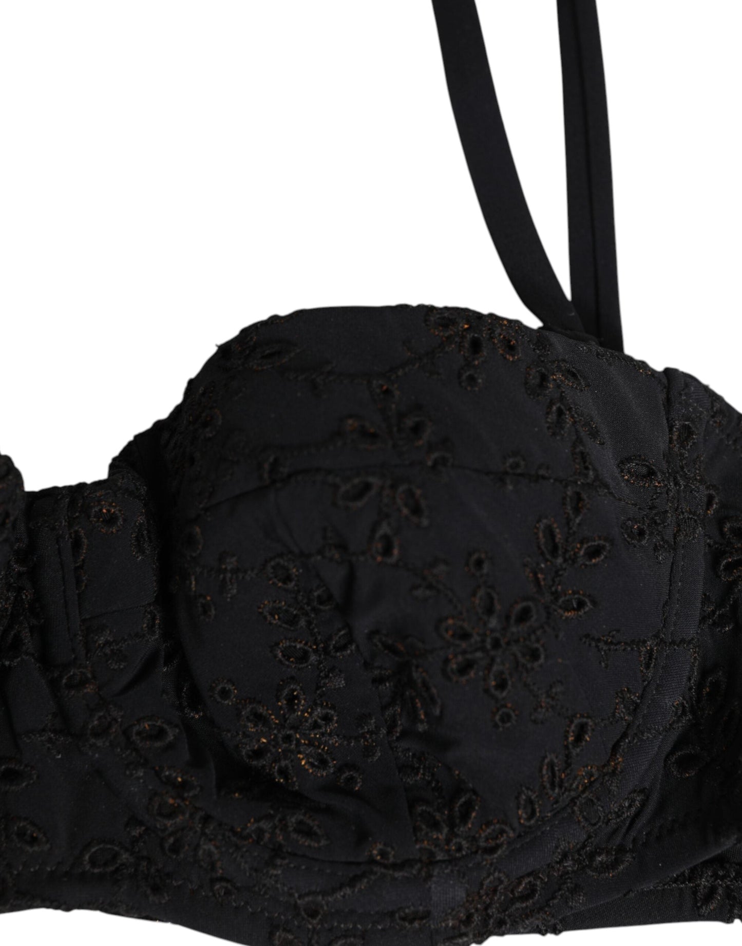 Dolce & Gabbana Black Polyester Embroidered Underwire Bra Underwear