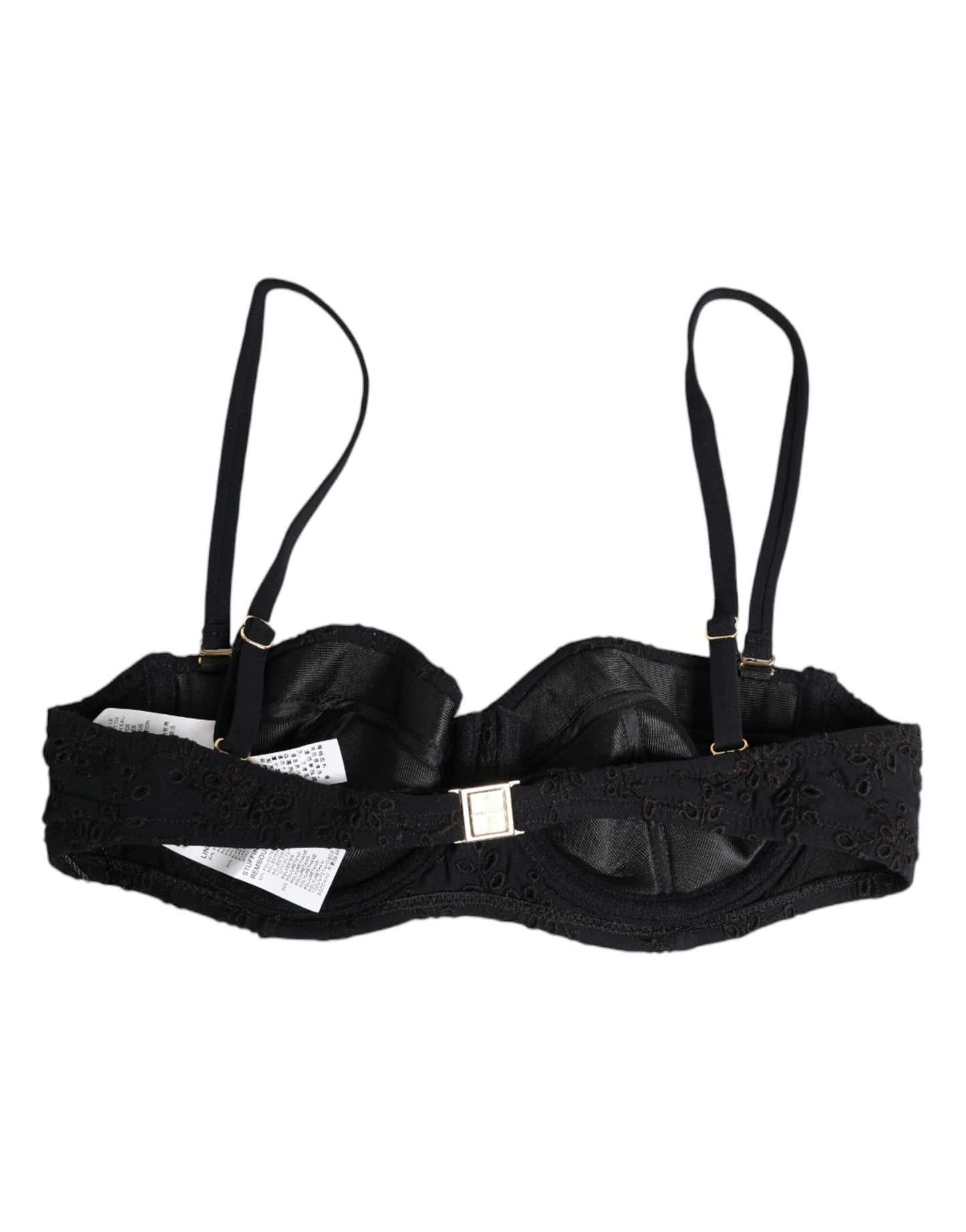 Dolce & Gabbana Black Polyester Embroidered Underwire Bra Underwear