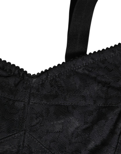 Dolce & Gabbana Black Stretch Nylon Bustier Bra Underwear