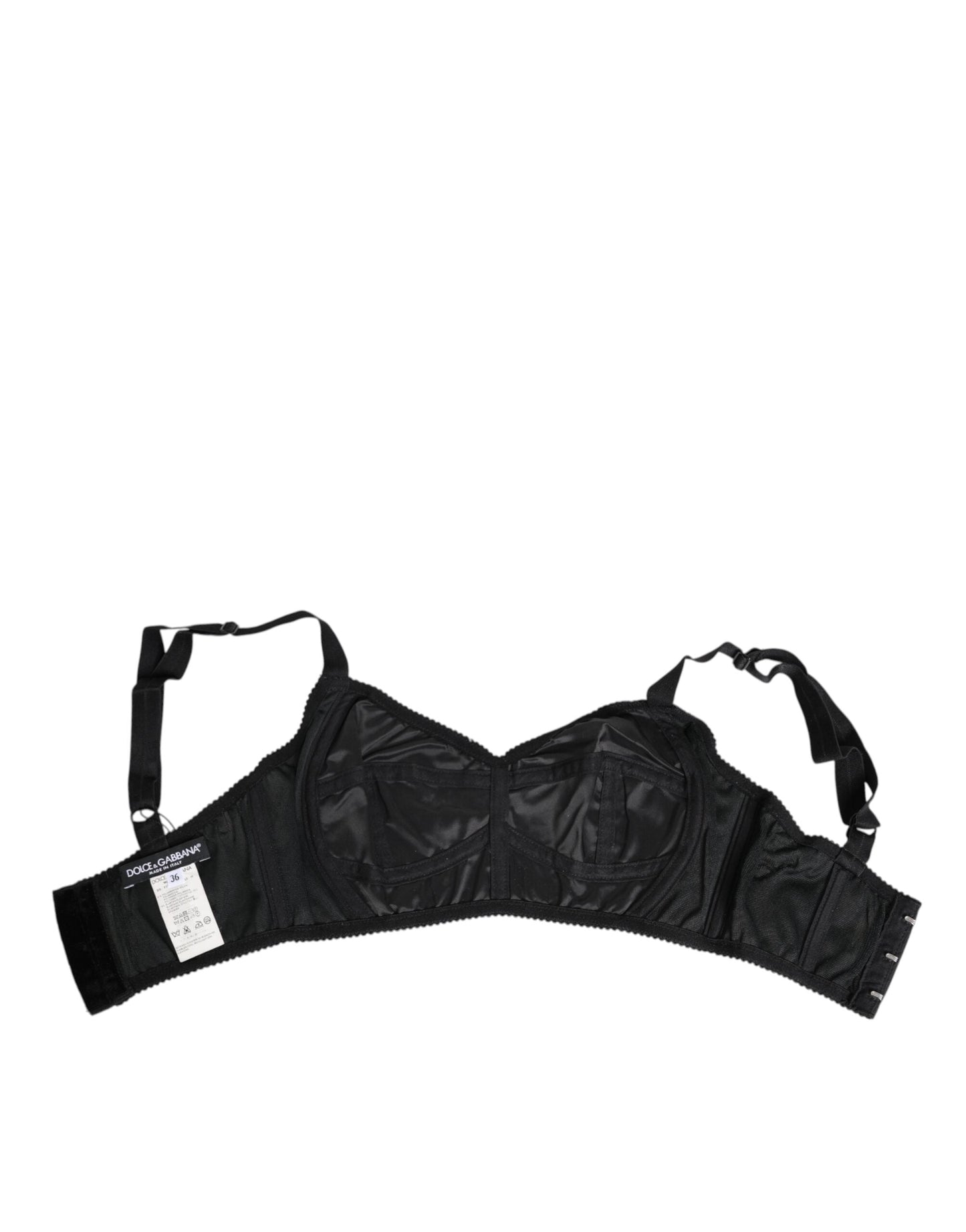Dolce & Gabbana Black Stretch Nylon Bustier Bra Underwear