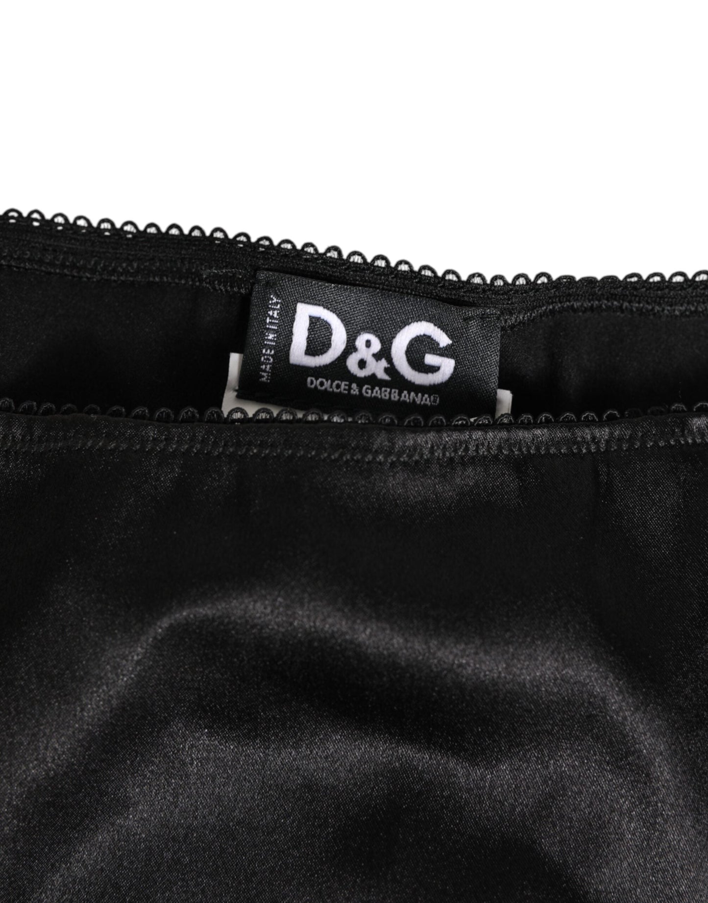 Dolce & Gabbana Black Satin Stretch Slip Brief Women Underwear