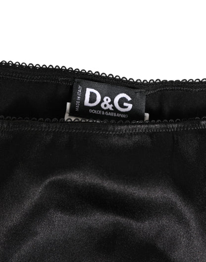 Dolce & Gabbana Black Satin Stretch Slip Brief Women Underwear