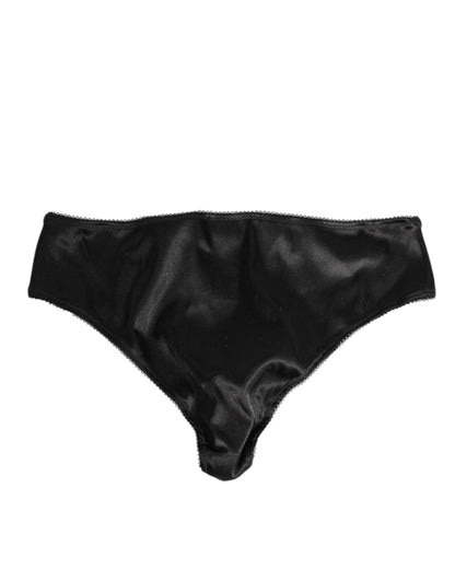 Dolce & Gabbana Black Satin Stretch Slip Brief Women Underwear