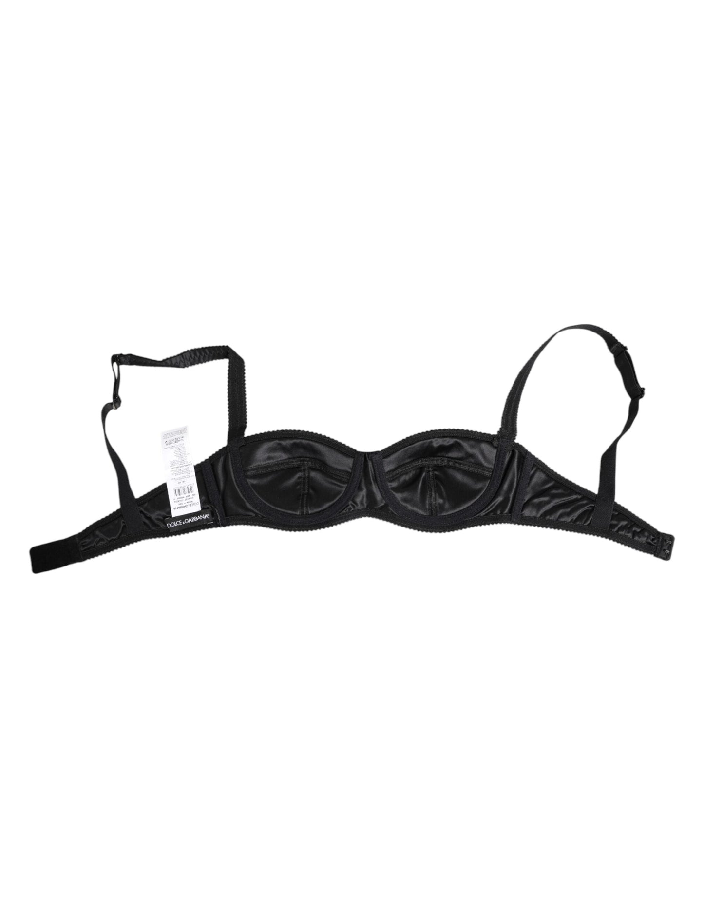 Dolce & Gabbana Black Silk Satin Wireless Lingerie Bra Underwear