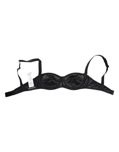 Dolce & Gabbana Black Silk Satin Wireless Lingerie Bra Underwear