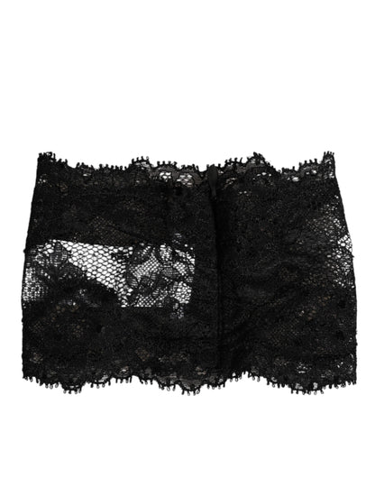 Dolce & Gabbana Black Lace Bandeau Bustier Top Sheer Stretch Underwear