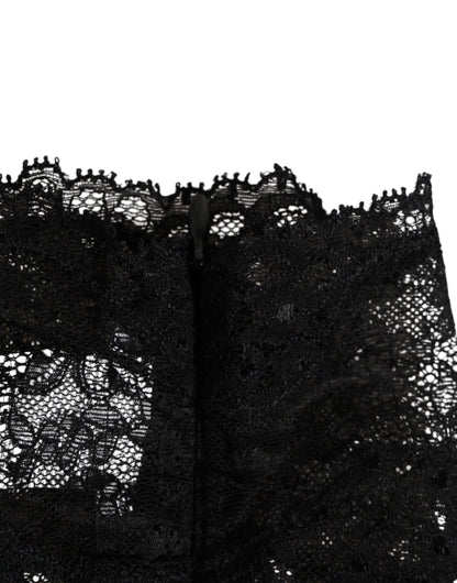 Dolce & Gabbana Black Lace Bandeau Bustier Top Sheer Stretch Underwear