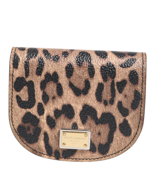 Dolce & Gabbana Brown Leopard Print Calf Leather Small Coin Purse Wallet
