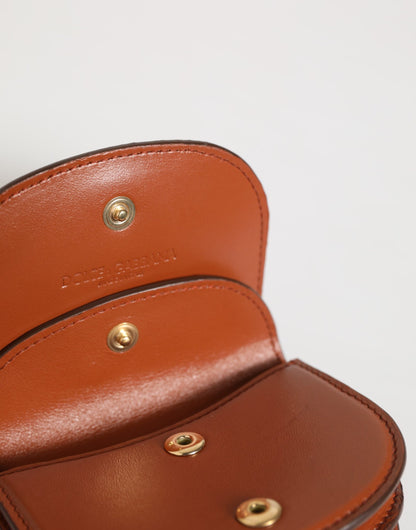 Dolce & Gabbana Brown Leopard Print Calf Leather Small Coin Purse Wallet