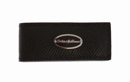 Dolce & Gabbana Brown Leather Magnet Mens Money Cash Clip