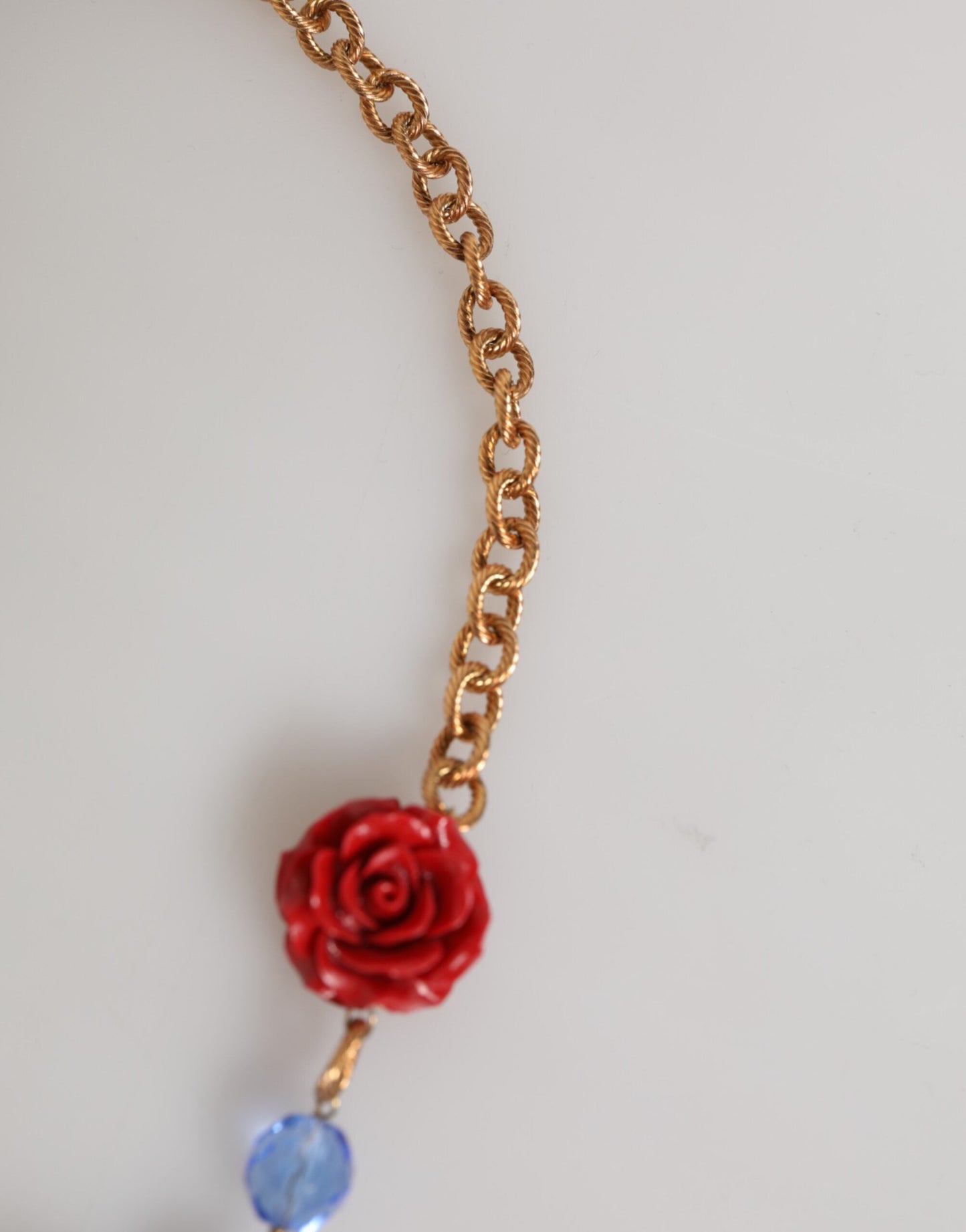 Dolce & Gabbana Gold Multicolor Amore Heart Can Beads Rose Pendant Necklace