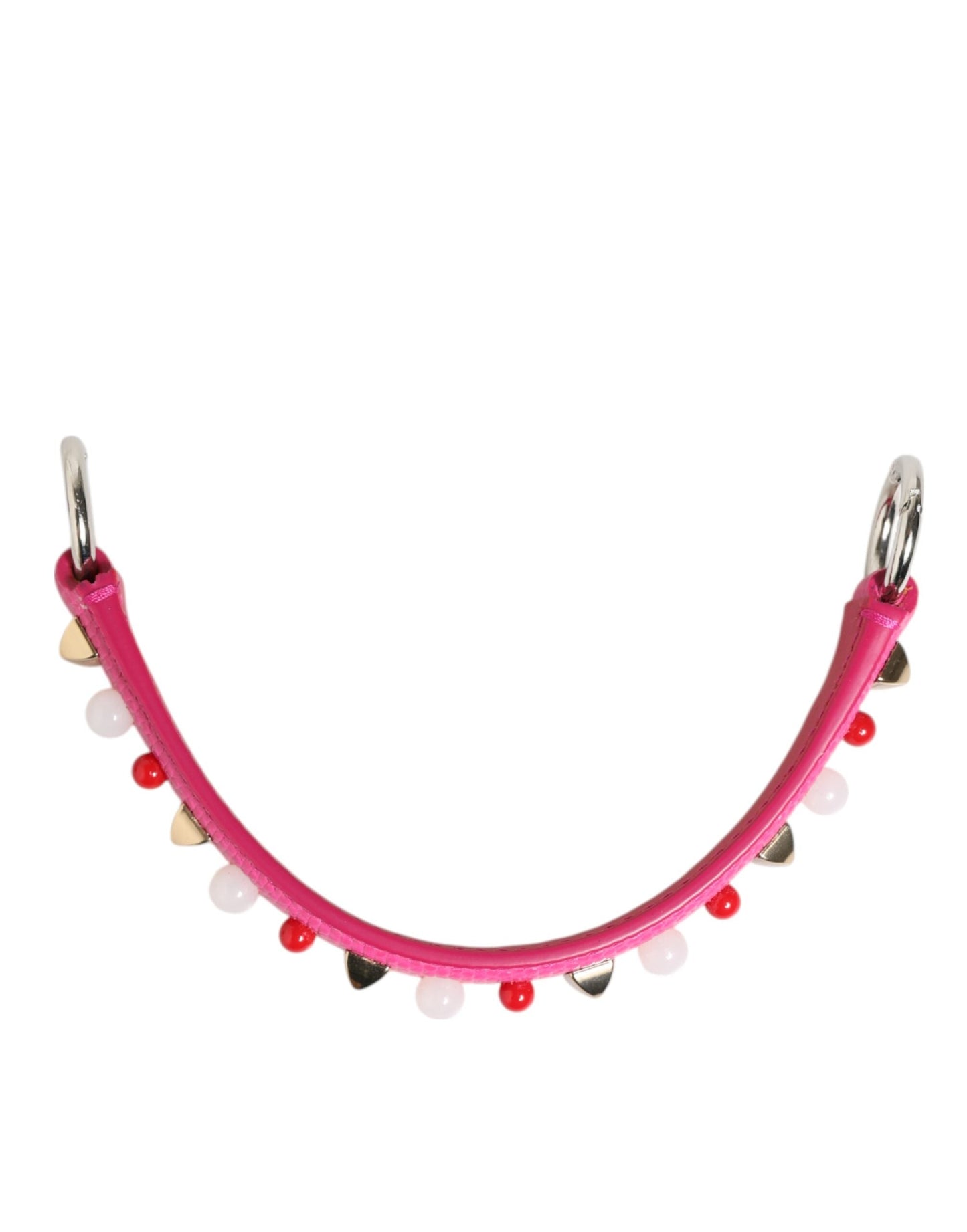 Dolce & Gabbana Pink Embellished Leather Bag Handle Women Shoulder Strap