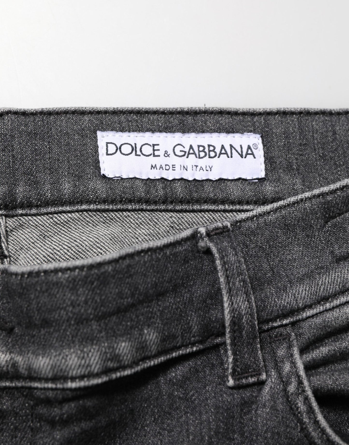 Dolce & Gabbana Black Gray Wash Slim Fit Straight Leg Denim Jeans