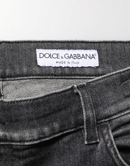 Dolce & Gabbana Black Gray Wash Slim Fit Straight Leg Denim Jeans