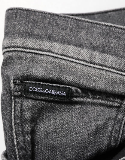 Dolce & Gabbana Black Gray Wash Slim Fit Straight Leg Denim Jeans