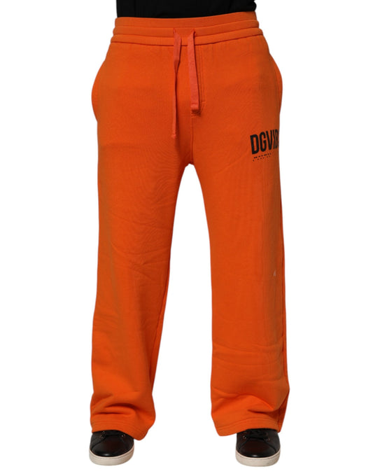 Dolce & Gabbana Orange Cotton DG VIB3 Logo Drawstring Sweatpants Pants