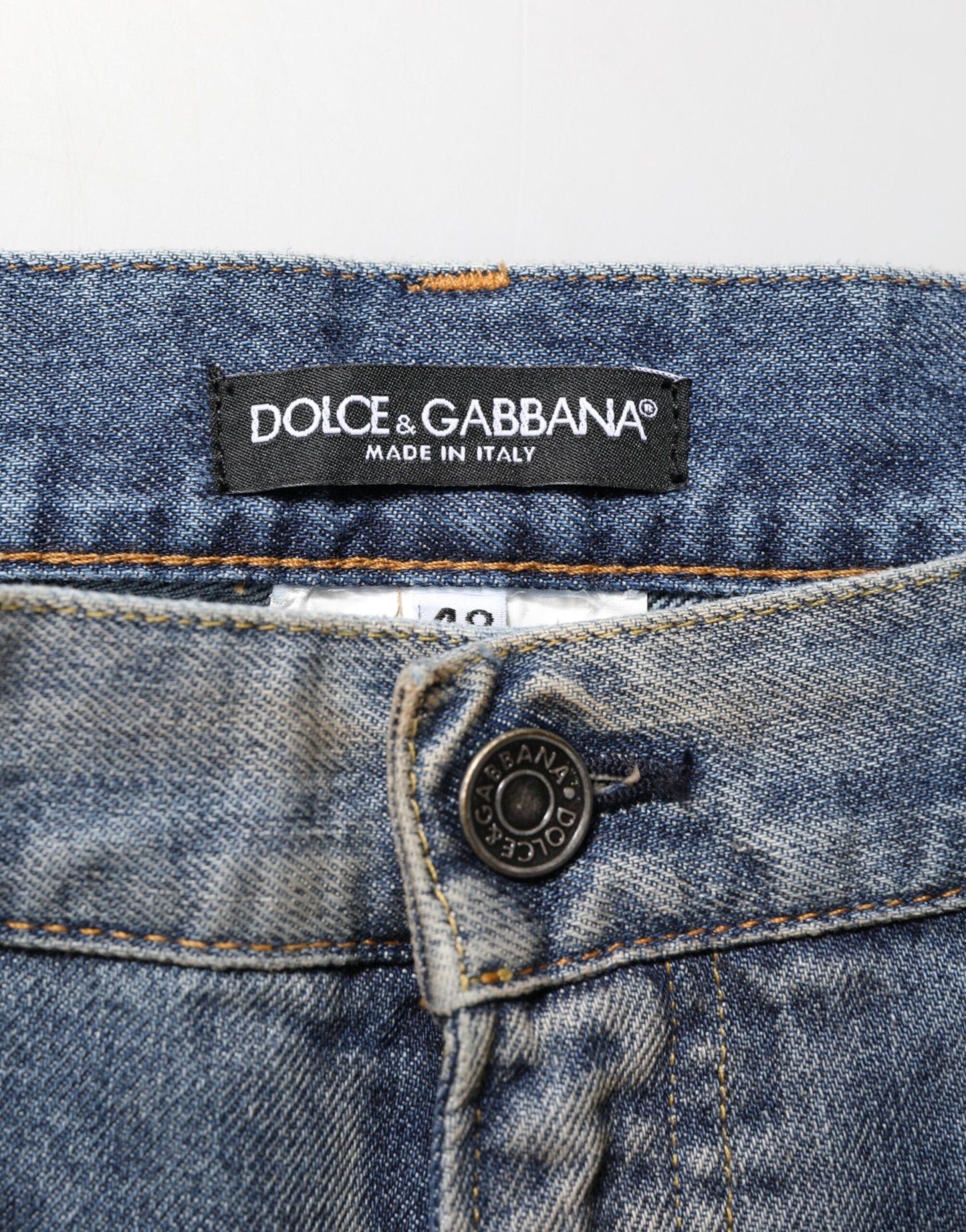Dolce & Gabbana Blue Distressed Denim Slim Fit Pants Jeans