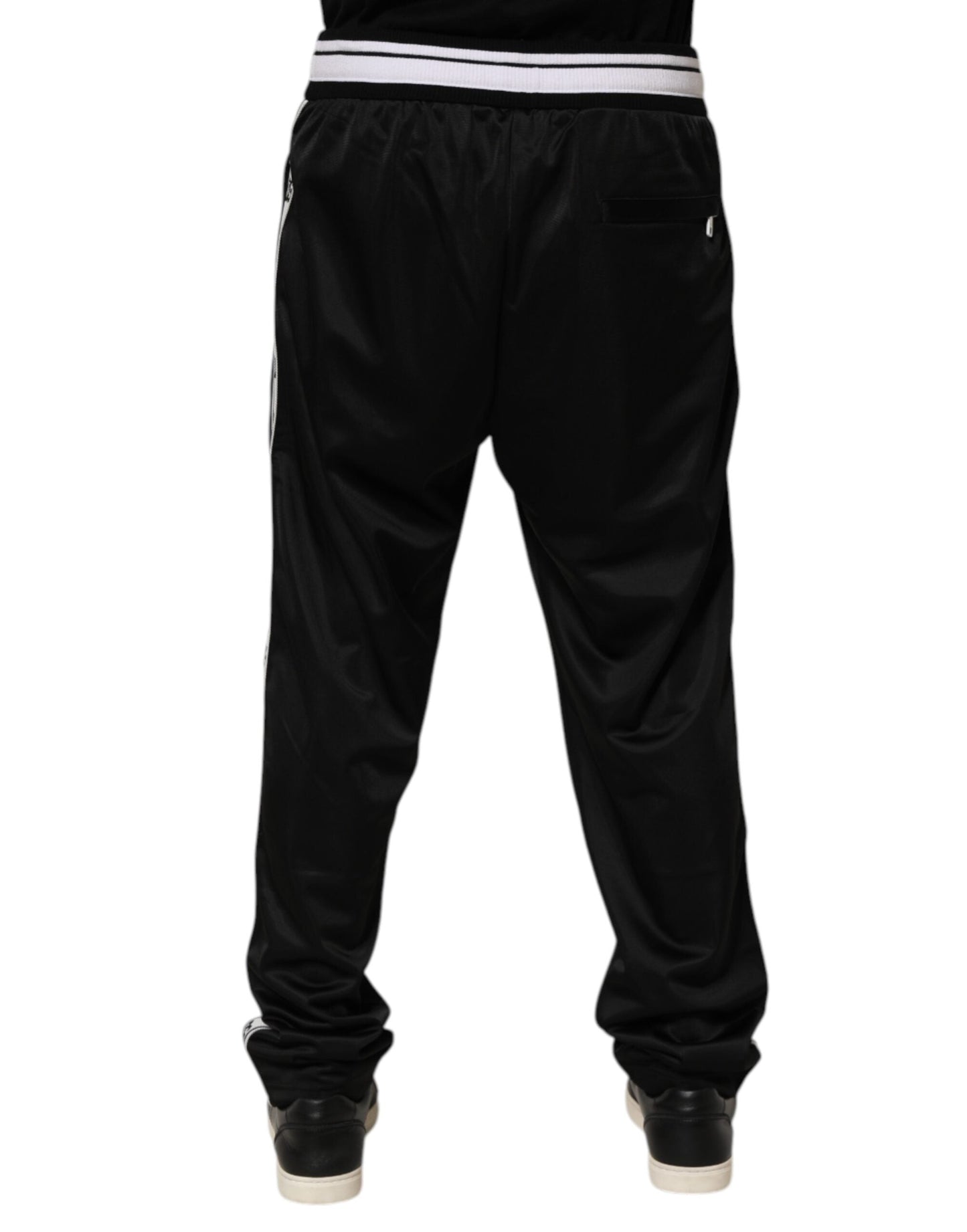 Dolce & Gabbana Black Polyester Logo Stripe Track Jogger Pants