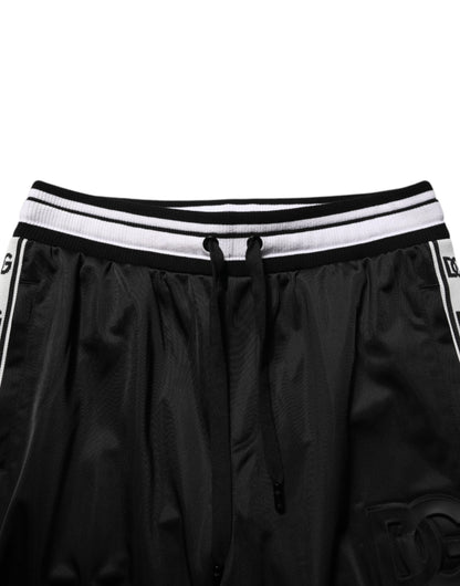 Dolce & Gabbana Black Polyester Logo Stripe Track Jogger Pants