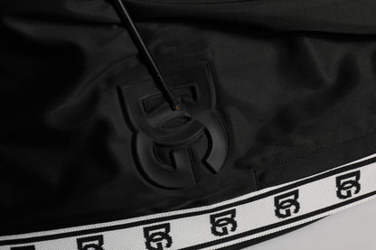 Dolce & Gabbana Black Polyester Logo Stripe Track Jogger Pants