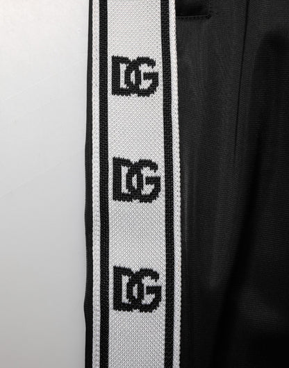 Dolce & Gabbana Black Polyester Logo Stripe Track Jogger Pants