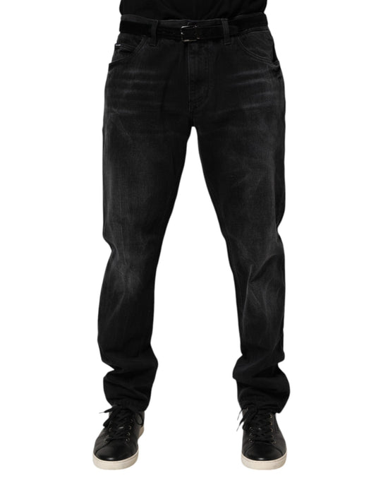 Dolce & Gabbana Black Washed Cotton Skinny Men Denim Jeans
