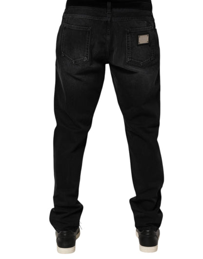 Dolce & Gabbana Black Washed Cotton Skinny Men Denim Jeans