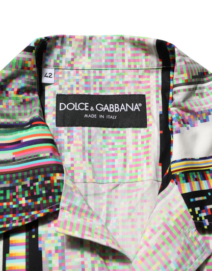 Dolce & Gabbana Multicolor Graphic Collared Casual Shirt